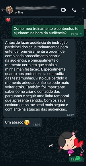 Depoimento de aluna