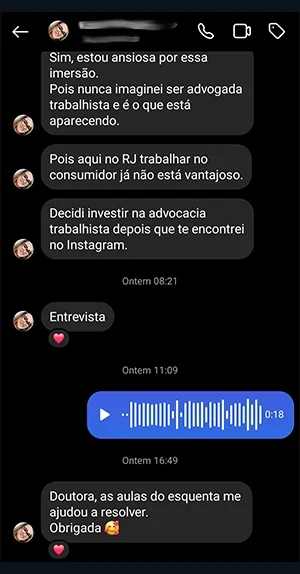 Depoimento de aluna