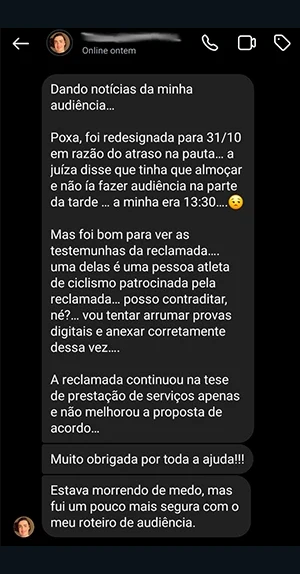 Depoimento de aluna