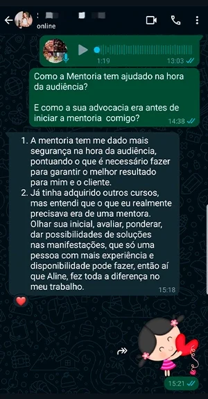 Depoimento de aluna